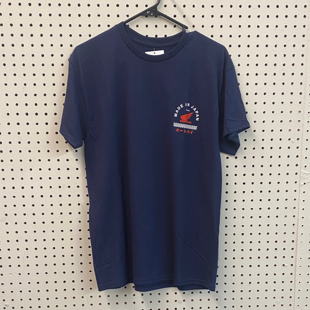 HRC Navy Blue Graphic Tee Honda Motorcycle Racing Made In Japan